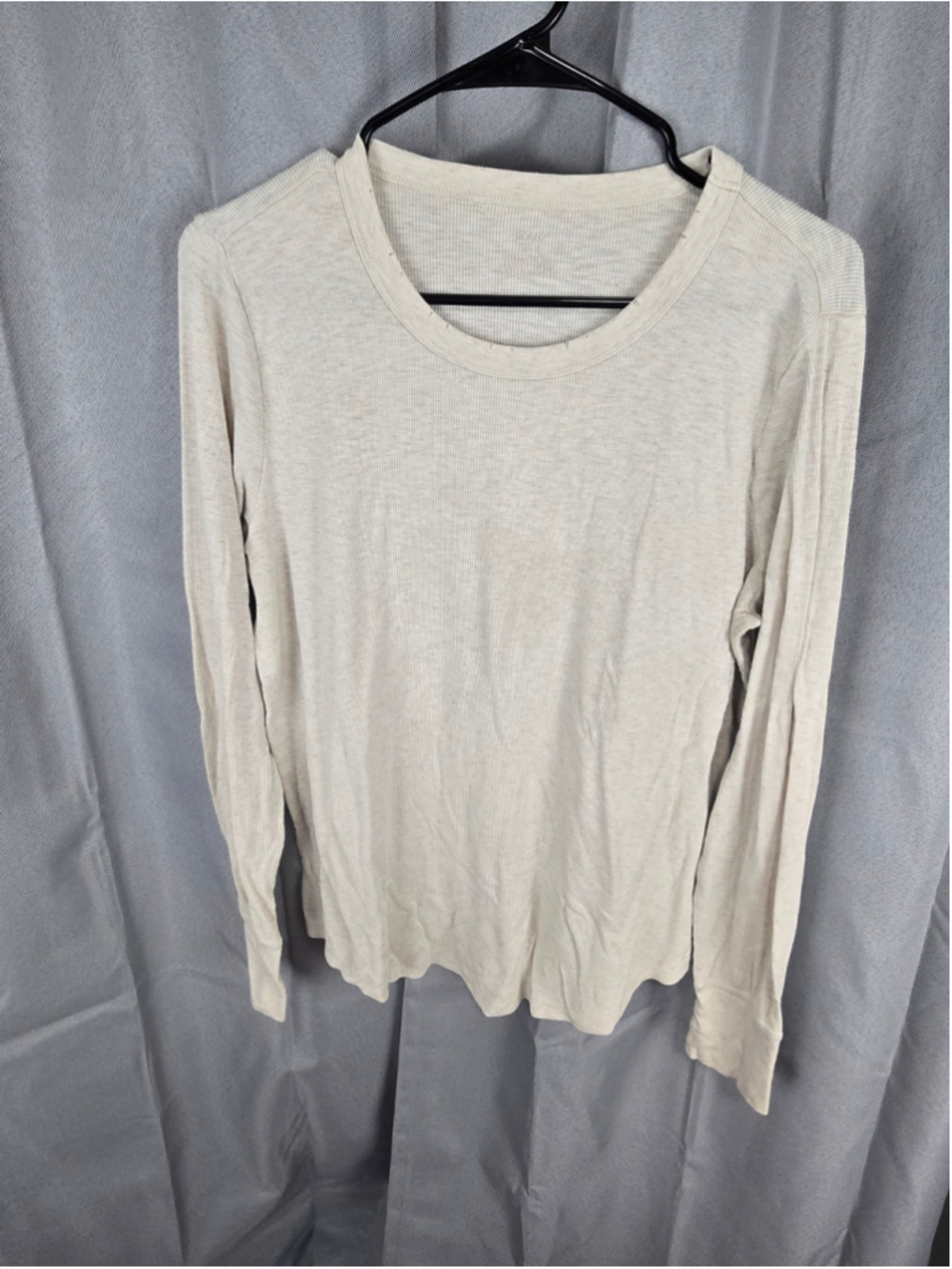 Women's Aerie Long Sleeve Ribbed Tee Beige XL